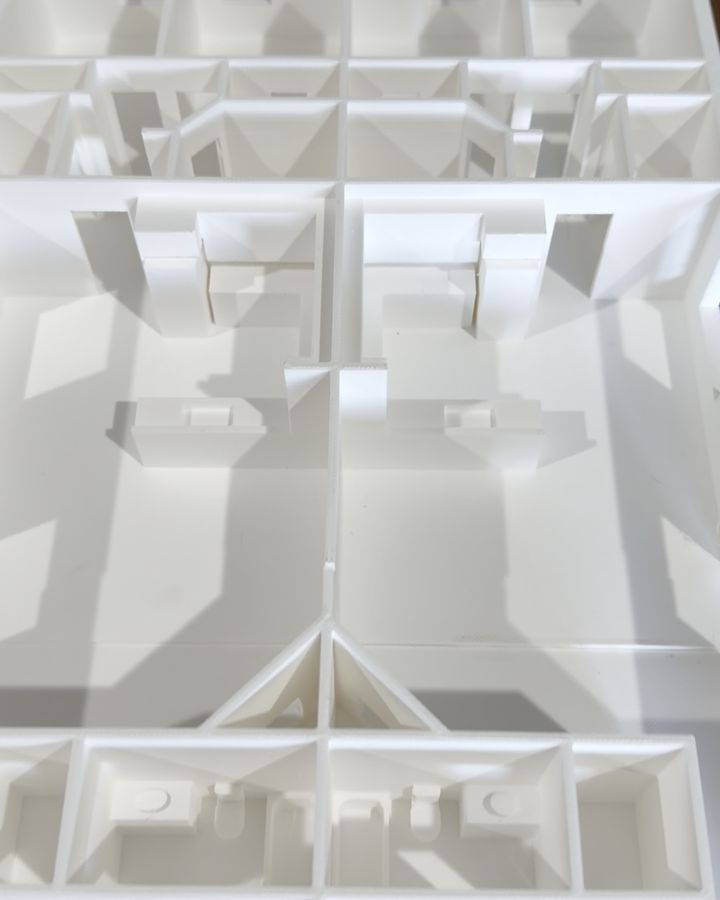 Looking down into the Aurora Duplex model with the roof removed